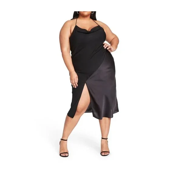 black plus size slip dress Scantilly by Curvy Kate After Hours Slip Dress (SN025326)